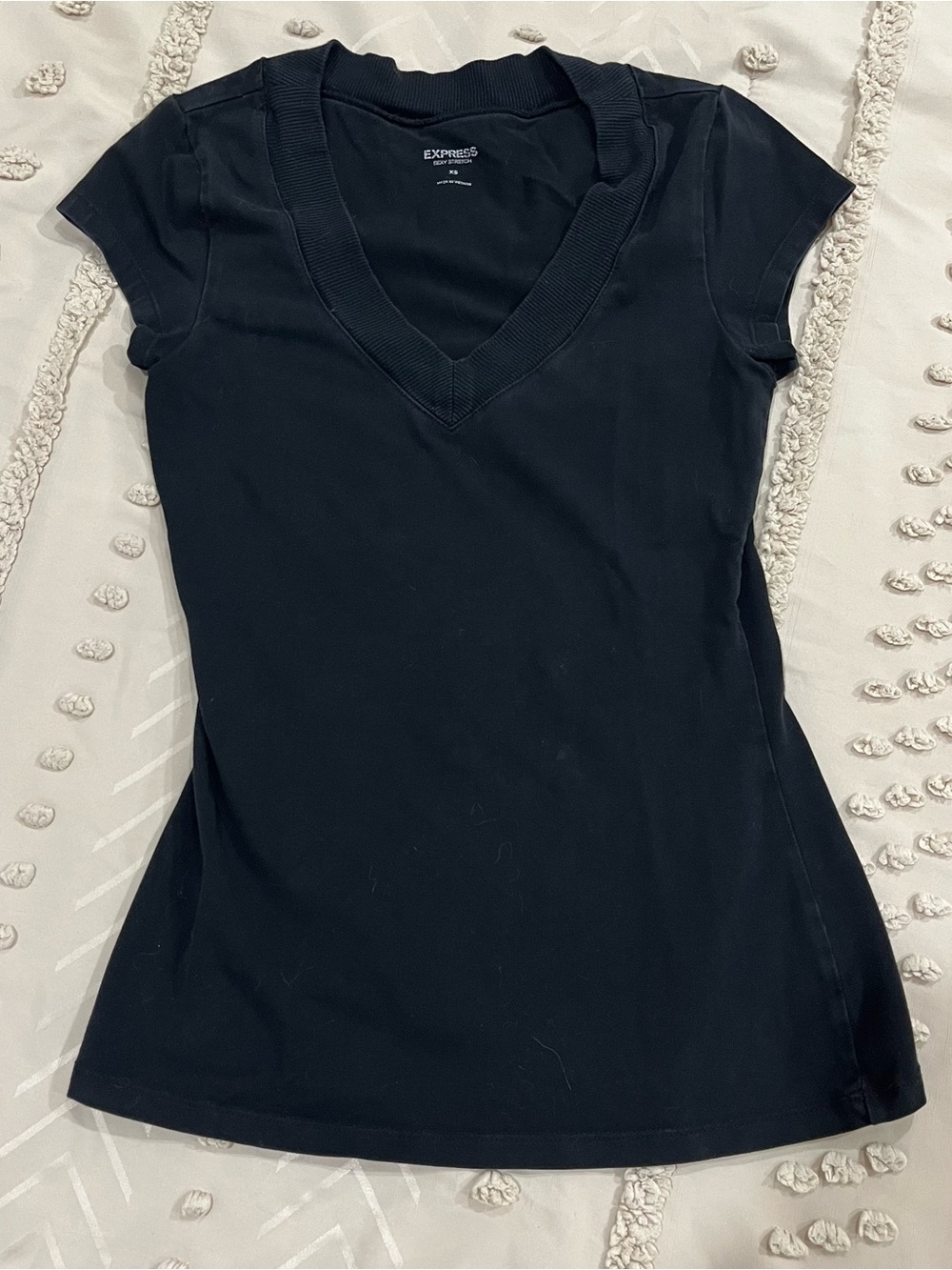 Express Black V-Neck Short Sleeve Tee